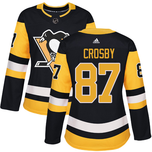 Adidas Pittsburgh Penguins #87 Sidney Crosby Black Home Authentic Women's Stitched Jersey Womens