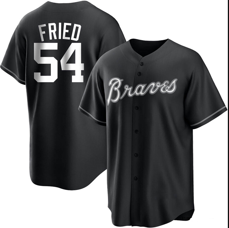 Men's Youth Women's Atlanta Braves #54 Max Fried Cool Base Official Jersey - Black White