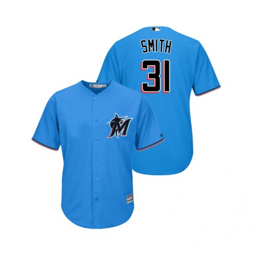 Miami Marlins #31 Caleb Smith Blue Alternate 2019 Cool Base Stitched Jersey Men's