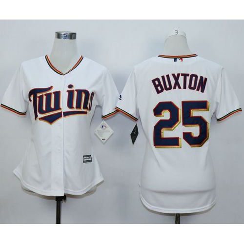 Minnesota Twins #25 Byron Buxton White Home Women's Stitched Jersey Womens