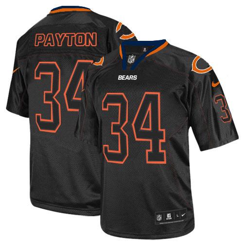 Bears #34 Walter Payton Lights Out Black Men's Stitched Elite Jersey
