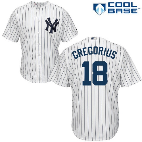 New York Yankees #18 Didi Gregorius White Strip New Cool Base Stitched Jersey Men's