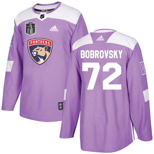 Adidas Lightning #72 Sergei Bobrovsky Purple 2023 Stanley Cup Final Patch Authentic Fights Cancer Stitched Jersey