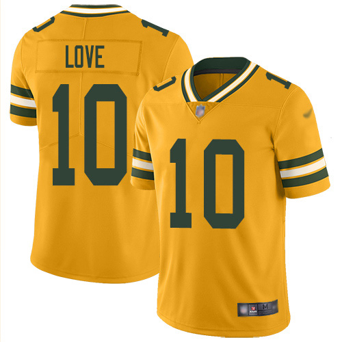 Packers #10 Jordan Love Gold Men's Stitched Limited Inverted Legend Jersey