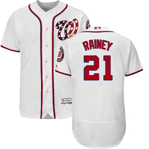 Washington Nationals #21 Tanner Rainey White Flexbase Authentic Collection Stitched Jersey Men's