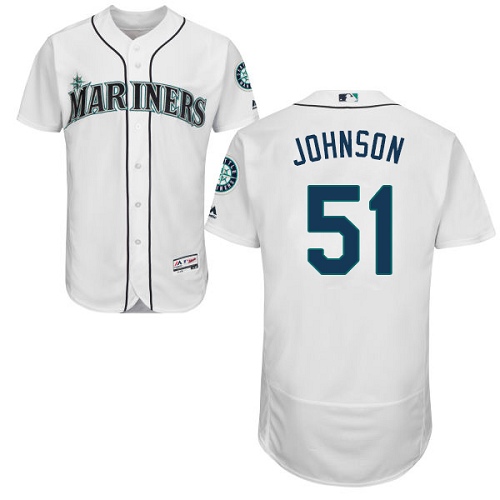 Seattle Mariners #51 Randy Johnson White Flexbase Authentic Collection Stitched Jersey Men's