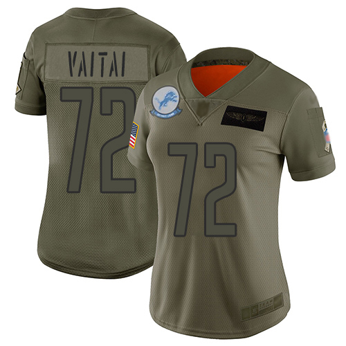 Detroit Lions #72 Halapoulivaati Vaitai Camo Women's Stitched Limited 2019 Salute To Service Jersey Womens