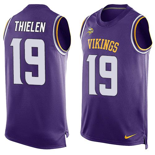 Vikings #19 Adam Thielen Purple Team Color Men's Stitched Limited Tank Top Jersey