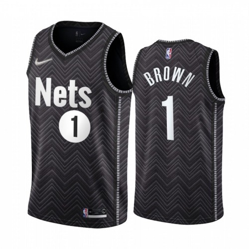 Brooklyn Brooklyn Nets #1 Bruce Brown Black Swingman 2020-21 Earned Edition Jersey Mens