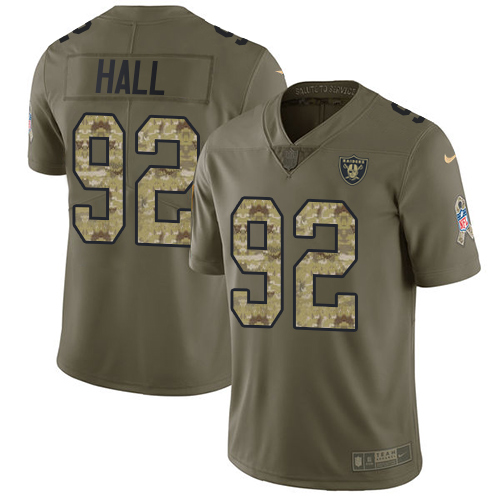 Las Vegas Raiders #92 P.J. Hall Olive/Camo Men's Stitched Limited 2017 Salute To Service Jersey Men's