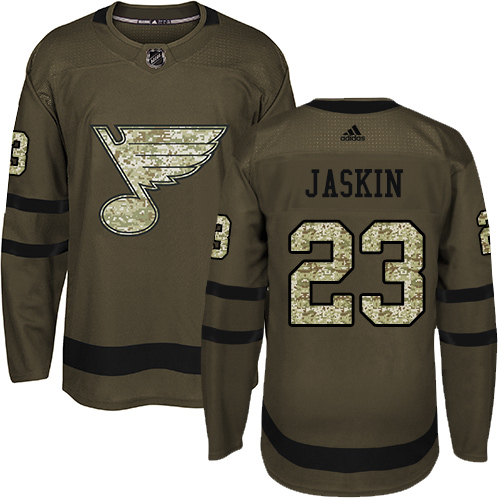 Adidas St. Louis Blues #23 Dmitrij Jaskin Green Salute to Service Stitched Jersey Men's