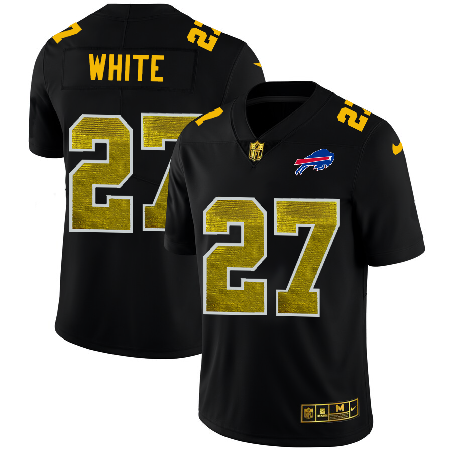 Buffalo Bills #27 Tre'Davious White Men's Black Golden Sequin Vapor Limited Jersey