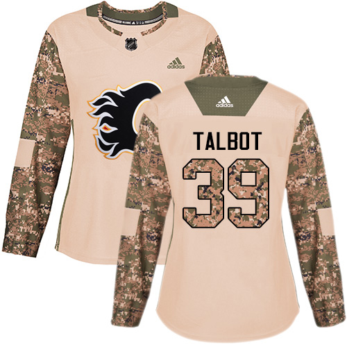 Adidas Calgary Flames #39 Cam Talbot Camo Authentic 2017 Veterans Day Women's Stitched Jersey Womens