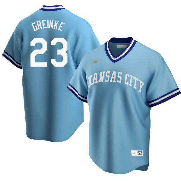 Men's Youth Women's Kansas City Royals 23 Replica Light Blue Road Cooperstown Zack Greinke Jersey