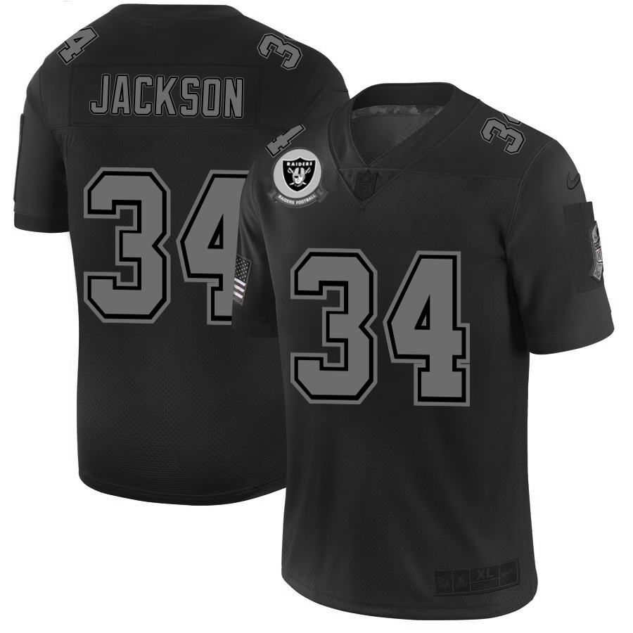 Raiders #34 Bo Jackson Men's Black 2019 Salute To Service Limited Stitched Jersey