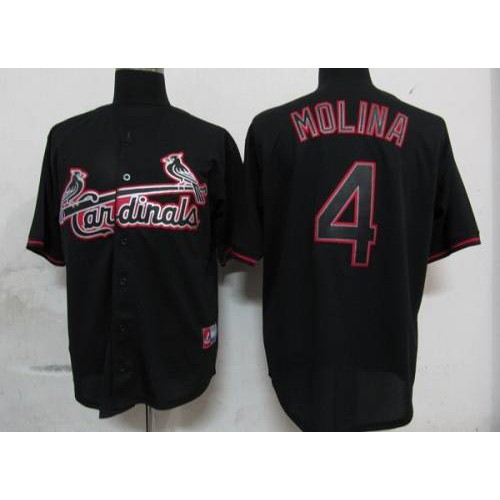 St.Louis Cardinals #4 Yadier Molina Black Fashion Stitched Jersey Men's