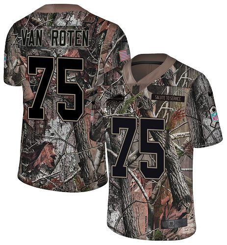 Bills #75 Greg Van Roten Camo Men's Stitched Limited Rush Realtree Jersey