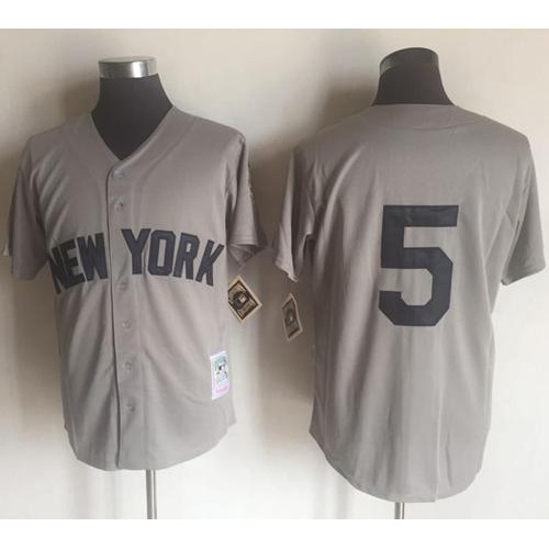Mitchell And Ness New York Yankees #5 Joe DiMaggio Grey Throwback Stitched Jersey Men's