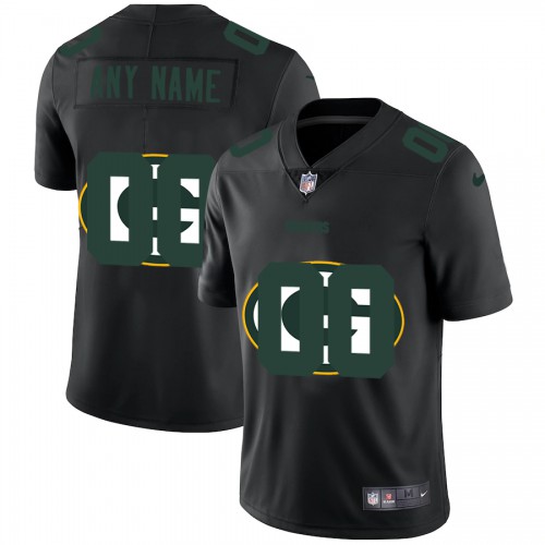 Green Bay Packers Custom Men's Team Logo Dual Overlap Limited Jersey Black