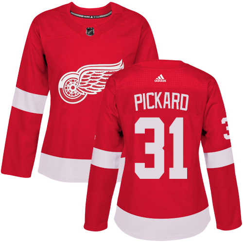 Adidas Detroit Red Wings #31 Calvin Pickard Red Home Authentic Women's Stitched Jersey Womens