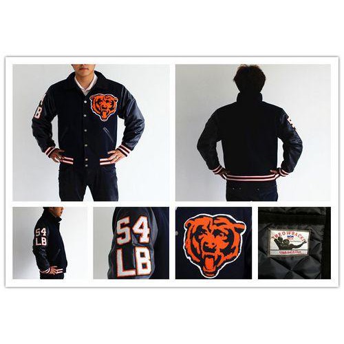 Mitchell And Ness Chicago Chicago Bears #54 Brian Urlacher Authentic Wool Jacket Men's