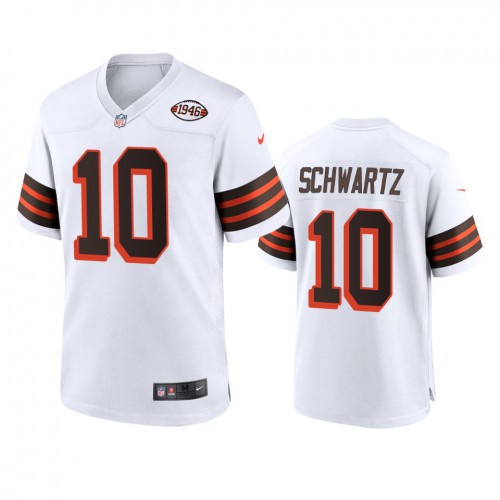 Men's Cleveland Browns #10 Anthony Schwartz 1946 Collection Alternate Game Limited Jersey - White Men's