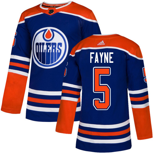 Adidas Edmonton Oilers #5 Mark Fayne Royal Blue Alternate Authentic Stitched Jersey Men's