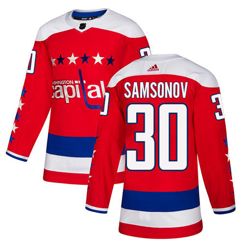 Adidas Washington Capitals #30 Ilya Samsonov Red Alternate Authentic Stitched Jersey Men's