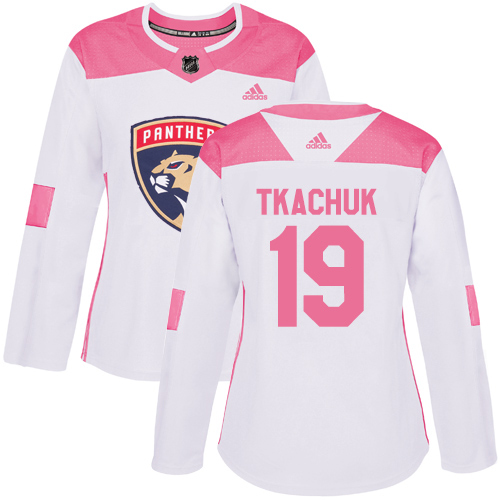 Adidas Panthers #19 Matthew Tkachuk White/Pink Authentic Fashion Women's Stitched Jersey