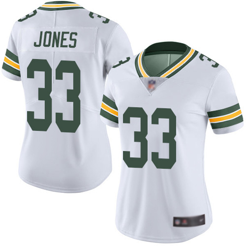 Packers #33 Aaron Jones White Women's Stitched Vapor Untouchable Limited Jersey