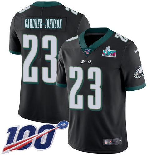 Eagles #23 C.J. Gardner-Johnson Black Alternate Super Bowl LVII Patch Youth Stitched 100th Season Vapor Untouchable Limited Jersey