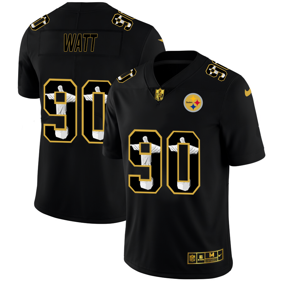 Pittsburgh Steelers #90 T.J. Watt Carbon Black Vapor Cristo Redentor Limited Jersey