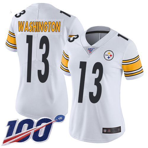 Pittsburgh Steelers #13 James Washington White Women's Stitched 100th Season Vapor Limited Jersey Womens