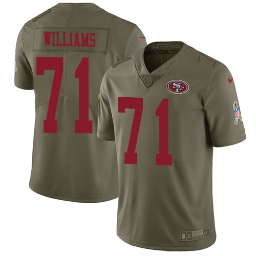 San Francisco San Francisco 49ers #71 Trent Williams Olive Youth Stitched Limited 2017 Salute To Service Jersey Youth