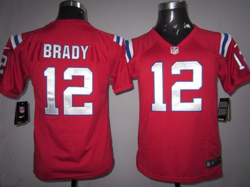 Patriots #12 Tom Brady Red Alternate Youth Stitched Elite Jersey