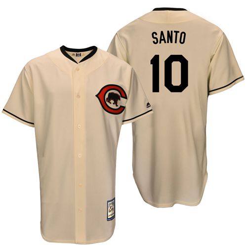 Mitchell And Ness Chicago Cubs #10 Ron Santo Cream Throwback Stitched Jersey Men's