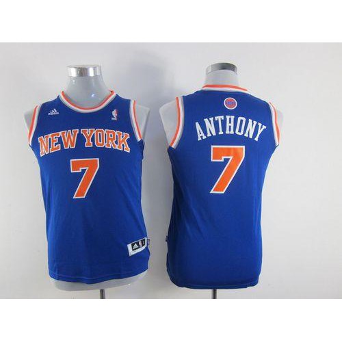 New York Knicks #7 Carmelo Anthony Blue Stitched Youth Jersey Youth