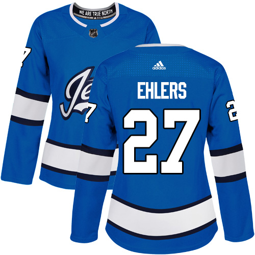 Adidas Winnipeg Jets #27 Nikolaj Ehlers Blue Alternate Authentic Women's Stitched Jersey Womens