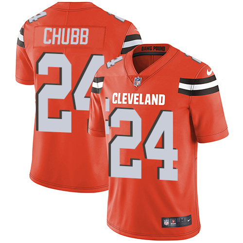 Browns #24 Nick Chubb Orange Alternate Youth Stitched Vapor Untouchable Limited Jersey
