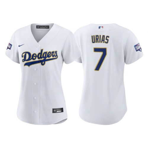 Los Angeles Los Angeles Dodgers #7 Julio Urias Women's 2021 Gold Program World Series Champions Jersey Whtie Womens