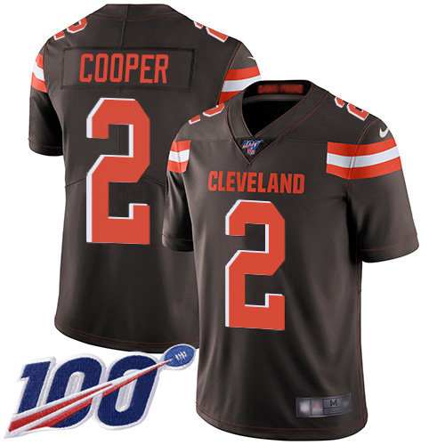 Browns #2 Amari Cooper Brown Team Color Youth Stitched 100th Season Vapor Limited Jersey