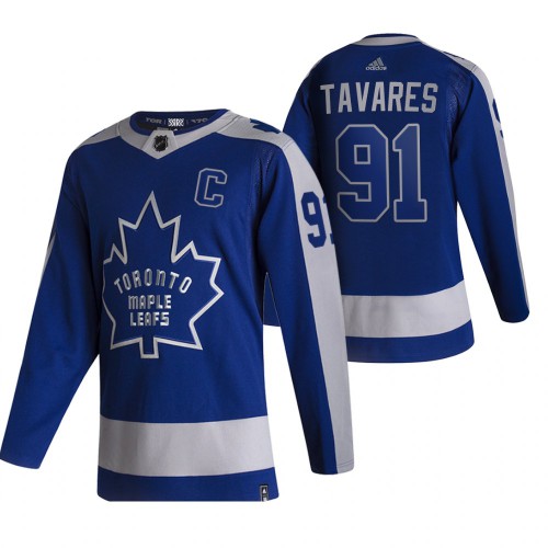 Toronto Maple Toronto Maple Leafs #91 John Tavares Blue Men's Adidas 2020-21 Reverse Retro Alternate Jersey Men's