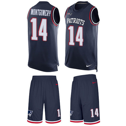 Patriots #14 Ty Montgomery Navy Blue Team Color Men's Stitched Limited Tank Top Suit Jersey