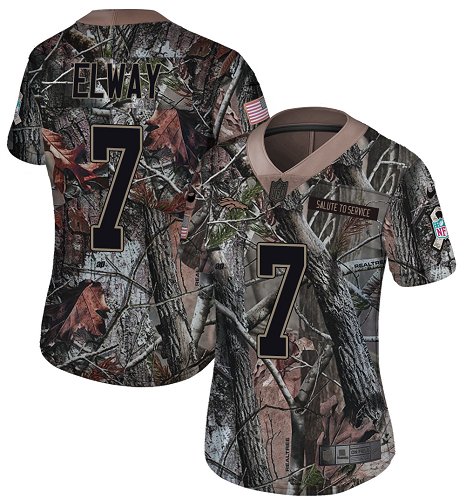 Broncos #7 John Elway Camo Women's Stitched Limited Rush Realtree Jersey