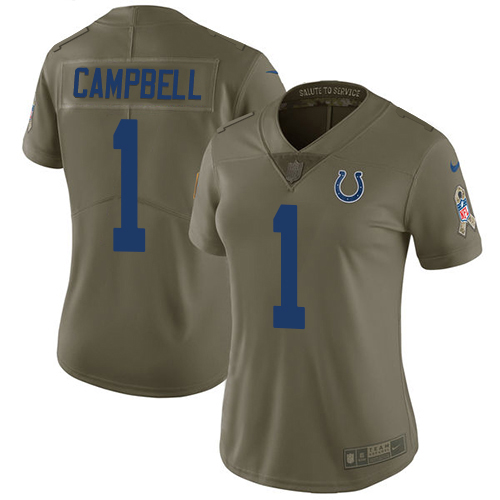 Colts #1 Parris Campbell Olive Women's Stitched Limited 2017 Salute To Service Jersey