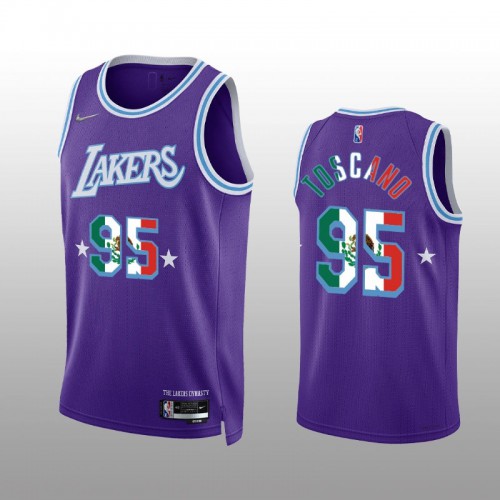 Los Angeles Los Angeles Lakers #95 Juan Toscano-Anderson Mens Mexico Editon Purple 75TH Anniversary City Jersey Mens
