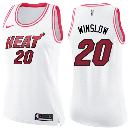 Miami Heat #20 Justise Winslow White/Pink Womens Swingman Fashion Jersey Womens