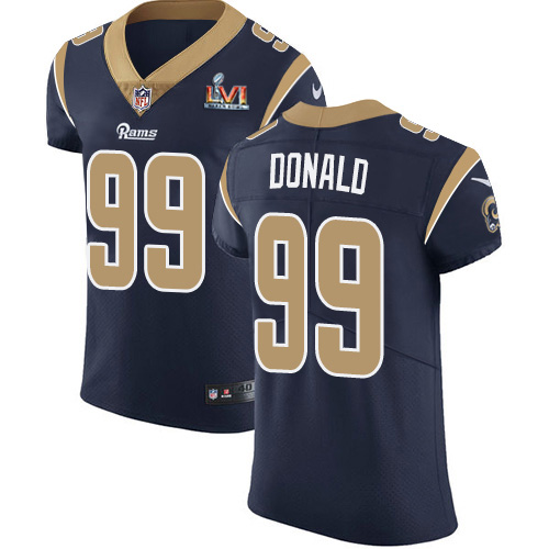 Rams #99 Aaron Donald Navy Blue Team Color Super Bowl LVI Patch Men's Stitched Vapor Untouchable Elite Jersey