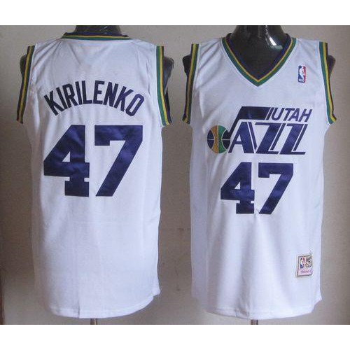 Mitchell And Ness Utah Jazz #47 Andrei Kirilenko White Throwback Stitched Jersey Mens