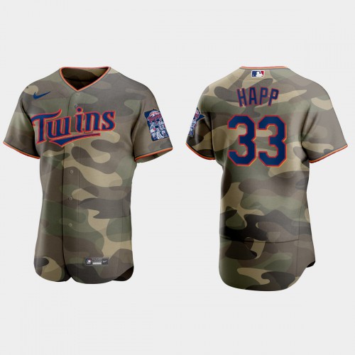 Minnesota Minnesota Twins #33 J.A. Happ Men's 2021 Armed Forces Day Authentic Jersey -Camo Men's